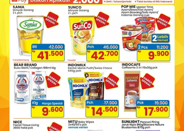Promo Indomaret 4 Hari 30 Juli - 2 Agustus 2026: Minyak Goreng Sania 2L Cuma Rp41.500!