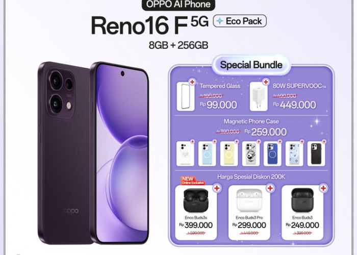 Harga OPPO Reno16 F 5G Eco Pack dan Spesifikasi Lengkap di Indonesia