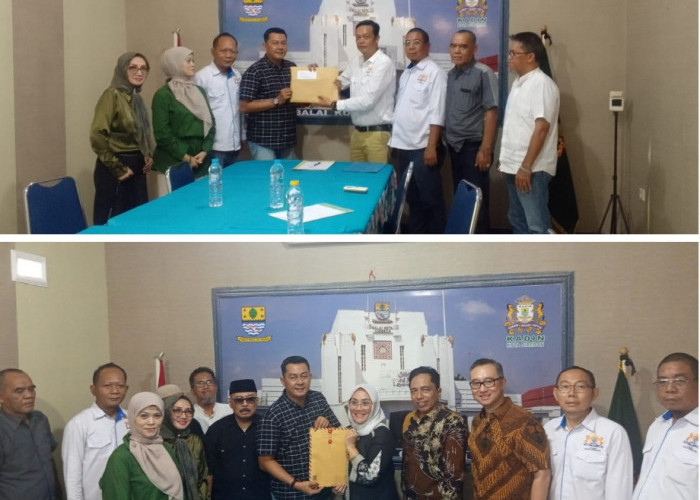 Eti dan Syahadatta Serahkan Formulir Pendaftaran Bakal Calon Ketua Kadin