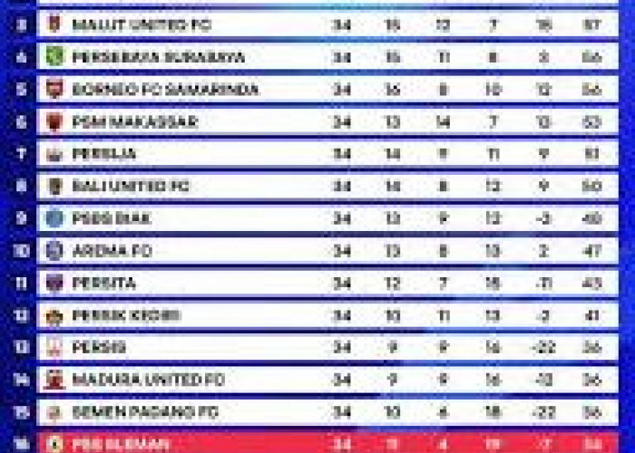 Klasemen Liga 1 Terbaru: Persib Masih Stay Pucuk