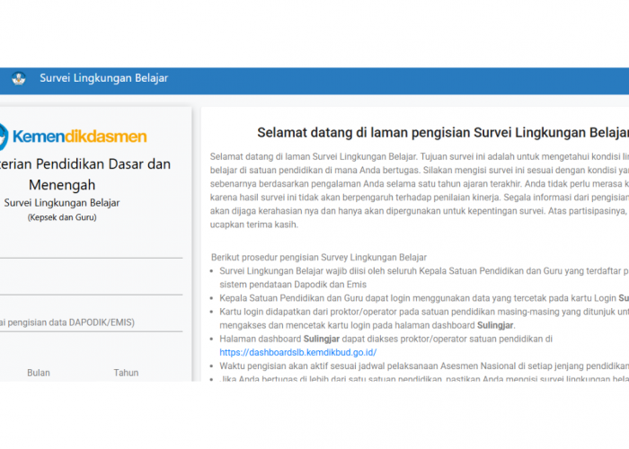Cara Mengisi Survei Lingkungan Belajar 2026 Lengkap dari Login Hingga Simpan