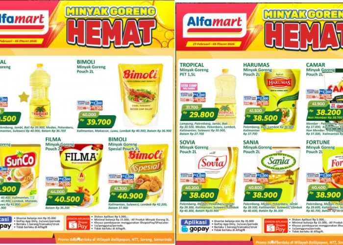 Tropical Rp 29.800 hingga Sunco Rp 39.900, Minyak Goreng Hemat di Promo Alfamart Hari Ini - 5 Maret 2026