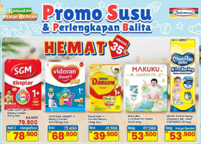 Promo Indomaret Hari Ini 2 Maret 2026: SGM Eksplor Cuma Rp 78 Ribuan, Cek Diskon Gila Mamy Poko & Sweety
