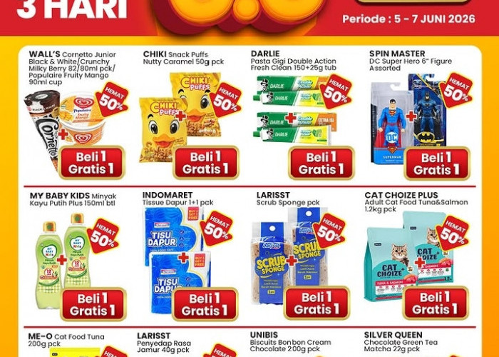 Promo Indomaret Double Date 6.6: Serba Gratis Beli 1 Gratis 1 & Hemat S.D 50% Hanya 3 Hari!