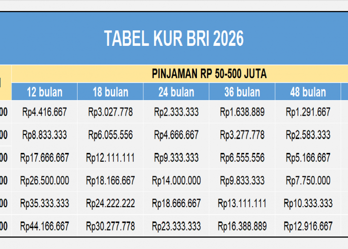 Tabel KUR BRI 2026: Plafon Rp 50-500 Juta, Solusi Modal Usaha UMKM Cicilan Ringan