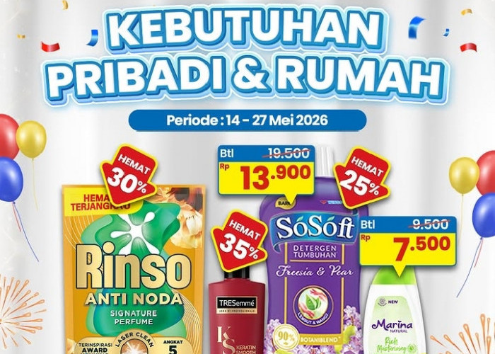 Promo Indomaret Super Hemat 14–27 Mei 2026: Rinso Liquid Rp10.700 & Skincare Mulai Rp7.500!