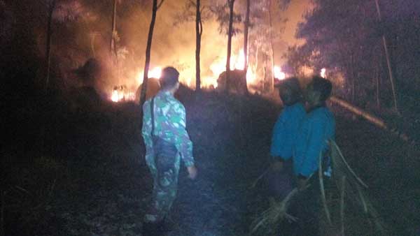 Warga dan Petugas Berjibaku Padamkan Api di Gunung Ciremai