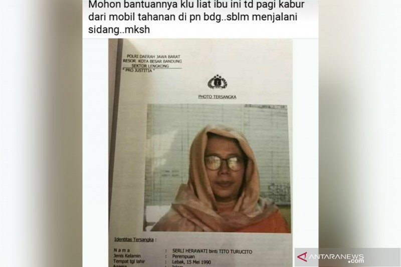 Tahanan Wanita Kabur Saat Sidang di PN Bandung