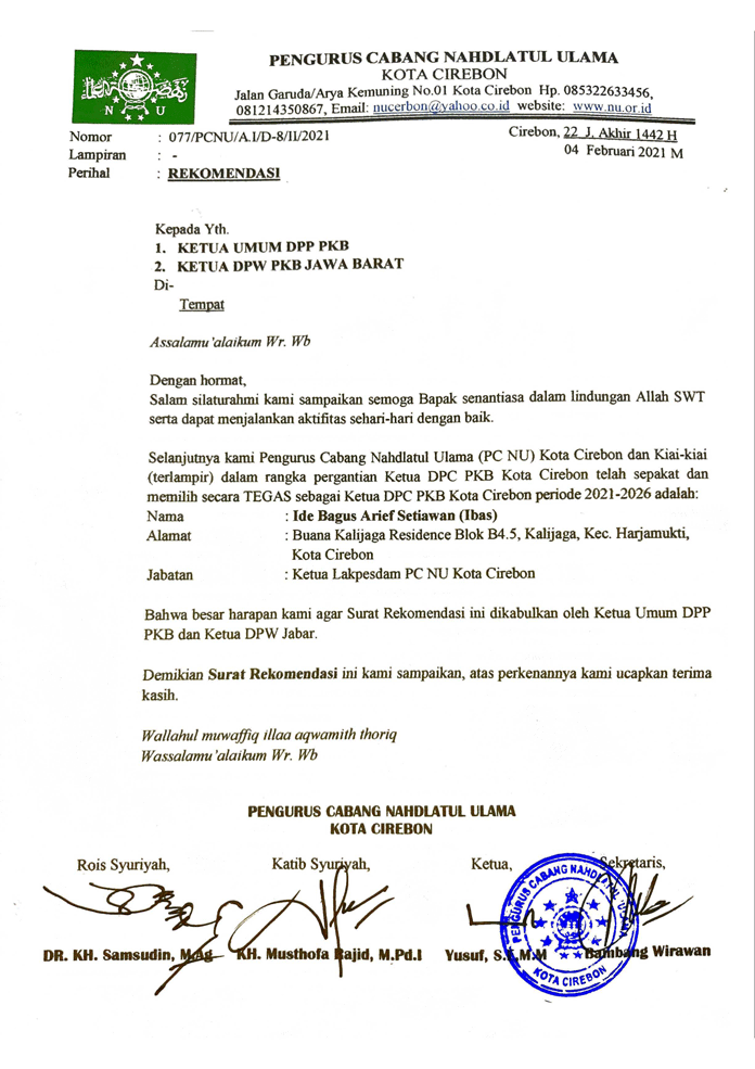 Ini Dia Surat Sakti PCNU untuk DPP PKB agar Pilih Ibas