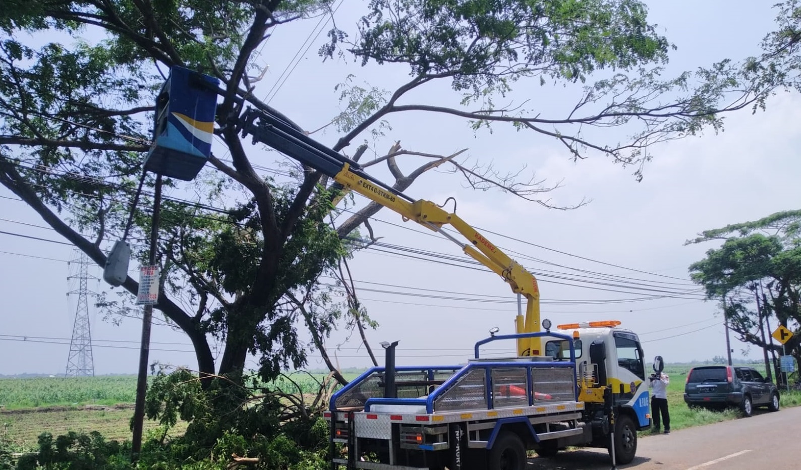 Dishub Langsung Perbaiki PJU Tertimpa Pohon Tumbang