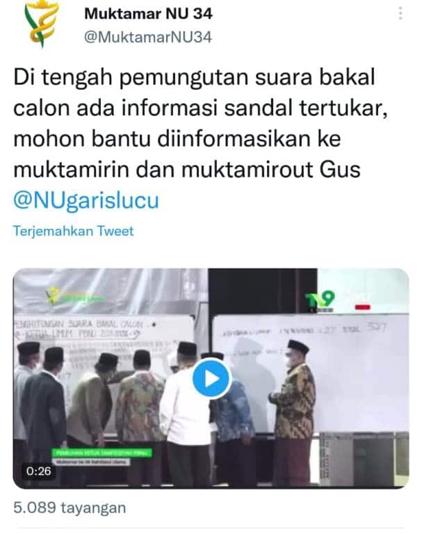 NU Banget, Lagi Tegang Pemilihan, Ada Pengumuman Sandal Tertukar